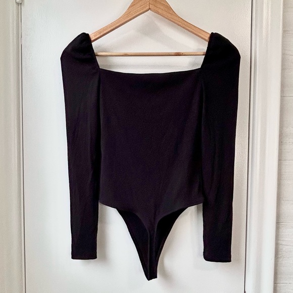 Wilfred Fortune Square Neck Puffed Sleeve Bodysuit Black - Picture 8 of 11